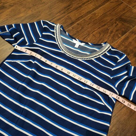 Charming Charlie Top Size Medium Blue Striped Braided Scoop Neck - Picture 7 of 8